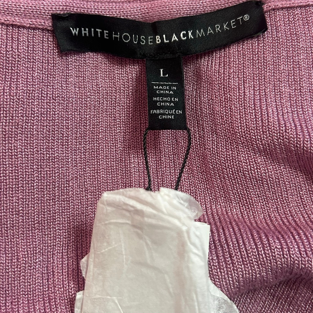 Women's White House Black Market Ribbed V-Neck Top Pink L - Picture 6 of 6